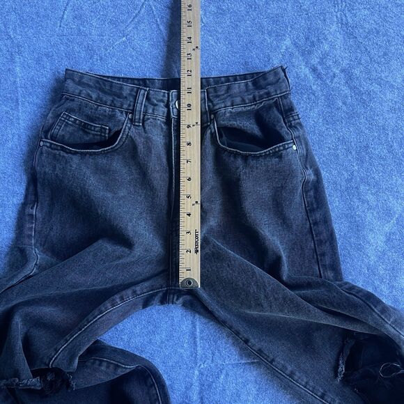 Cotton On Jeans Womens Size 4 Gray Black Long Straight Leg Distressed Knee - Picture 8 of 10